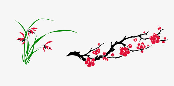 梅花树枝免抠