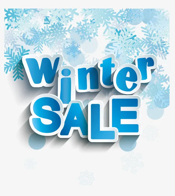 冬季雪花sale促销标签免抠