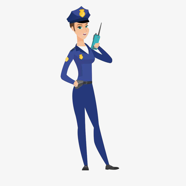 卡通拿着对讲机的女保安免抠
