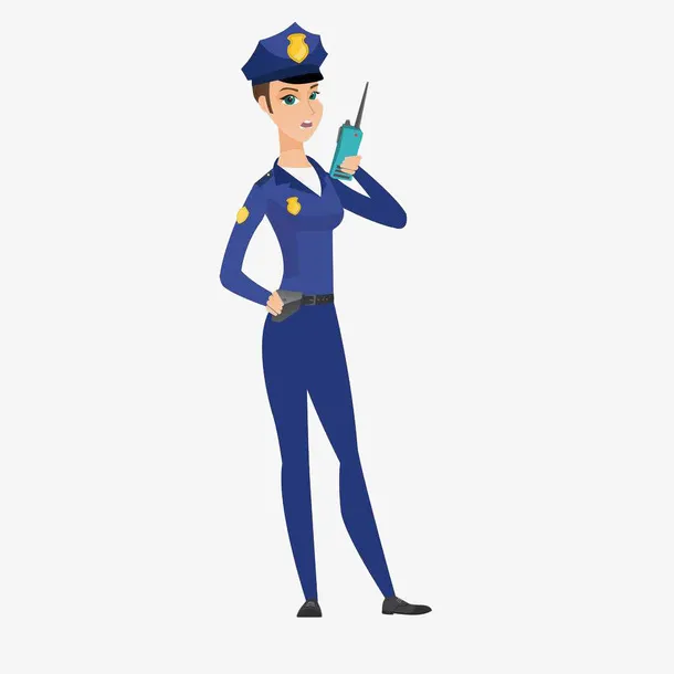 卡通拿着对讲机的女保安免抠