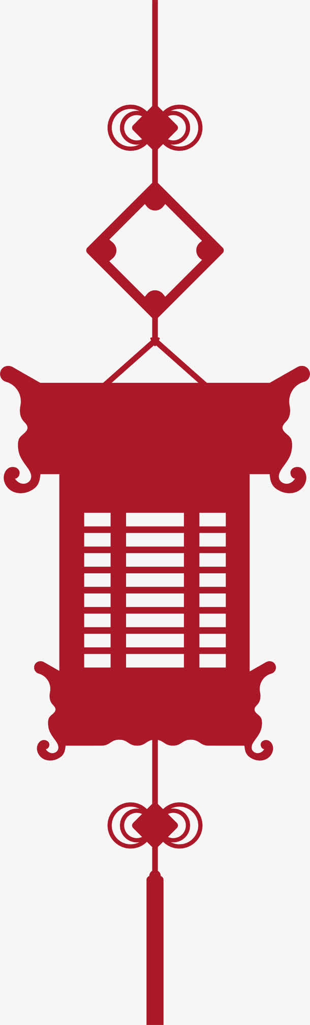 新年红色剪纸灯笼免抠