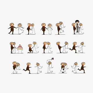 矢量卡通婚礼人物免抠