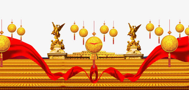 欧式金色宫殿台阶免抠