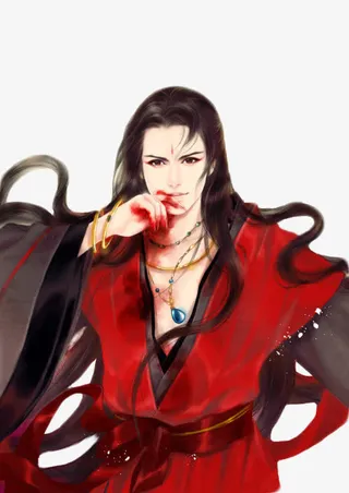红衣宝石项链男子古风立绘免抠