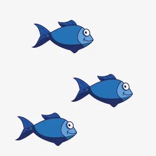 手绘卡通游泳的小鱼免抠