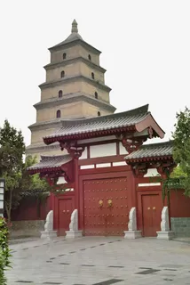 石庙塔仿古大红门免抠