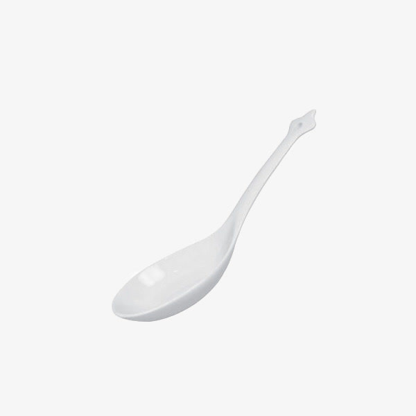 陶瓷手把不烫手骨瓷大饭勺子白色免抠