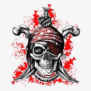 墨色墨迹矢量骷髅免抠