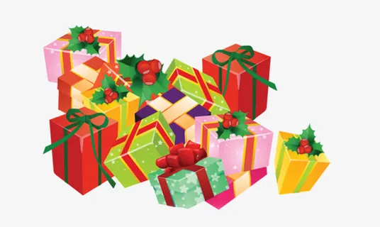 圣诞节礼品箱免抠