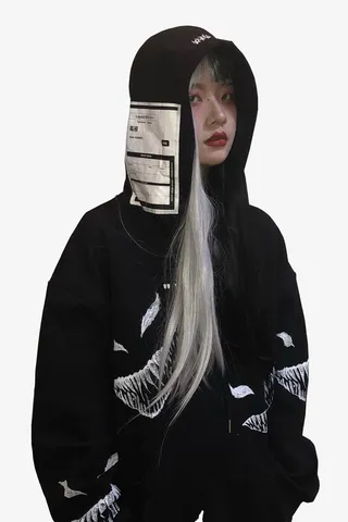 国潮毒液卫衣INS套头连帽衫男女情侣嘻哈免抠