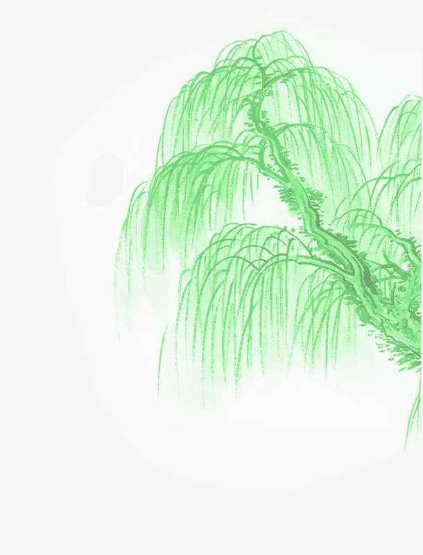 绿色树枝山水美景免抠