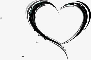 黑色手绘线条爱心设计免抠