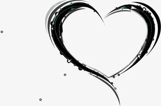 黑色手绘线条爱心设计免抠