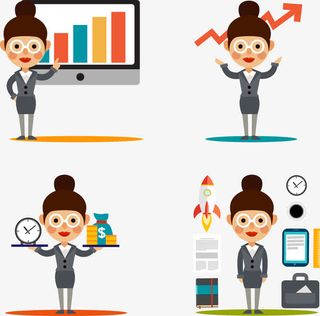 商务女子插画矢量免抠