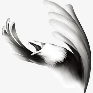 水墨鹰黑白免抠