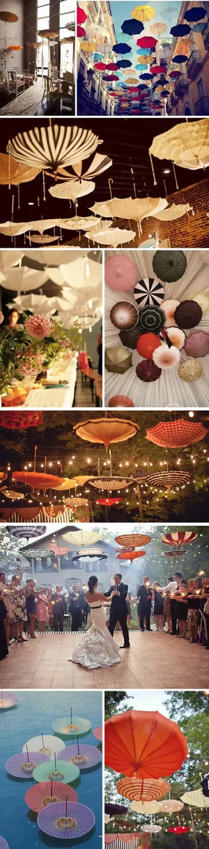 彩色雨伞婚礼场地免抠