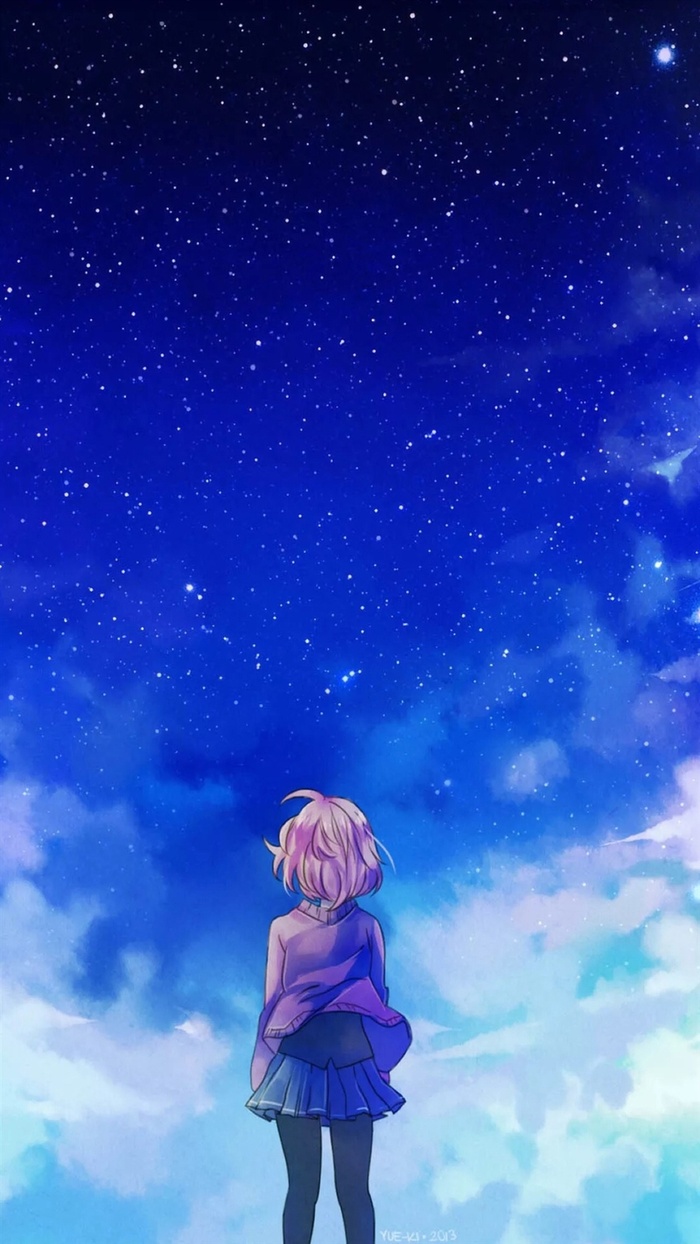 仰望星空的女孩H5背景高清
