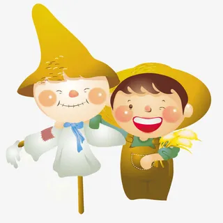 稻草人和小孩免抠