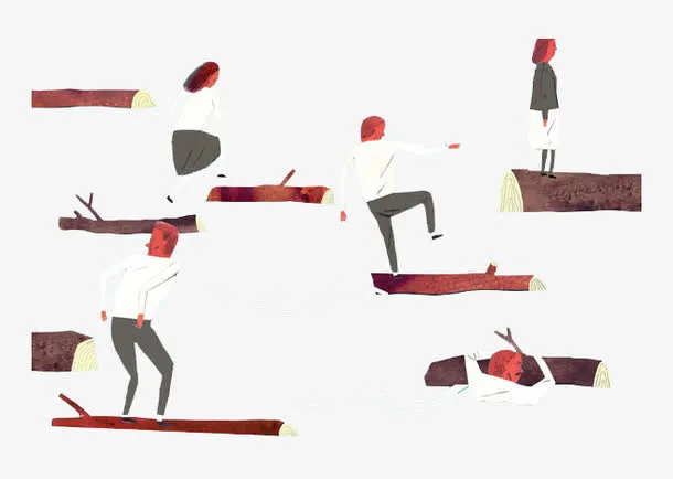 卡通树枝台阶免抠