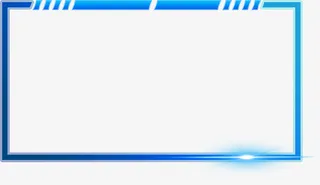 蓝色科技感边框直播免抠漂浮几何图元素