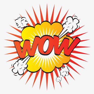 红色英文WOW爆炸贴免抠