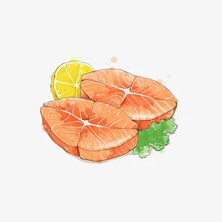 手绘的鱼肉免抠