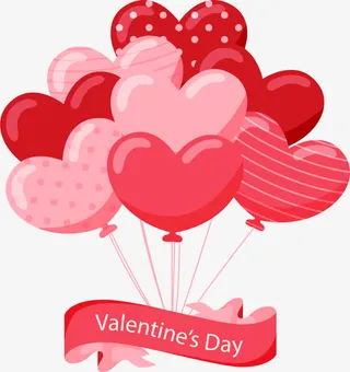 情人节大串爱心气球免抠