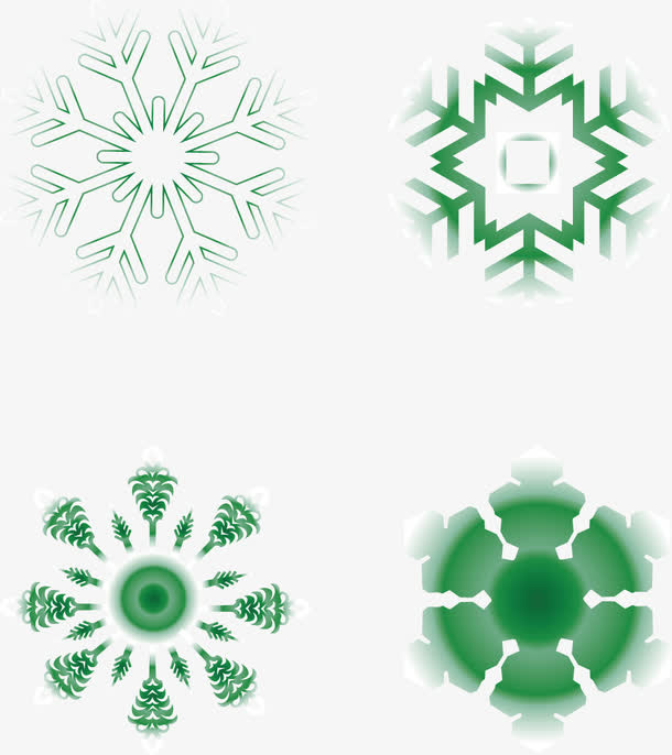 绿色可爱雪花素材免抠