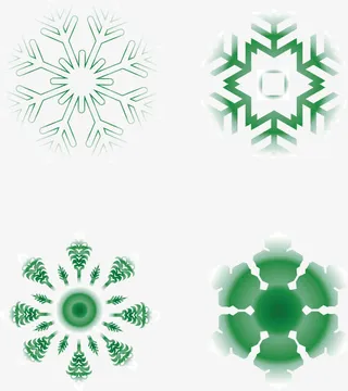 绿色可爱雪花素材免抠