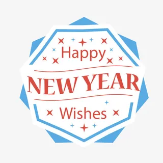 矢量蓝白色新年标签免抠