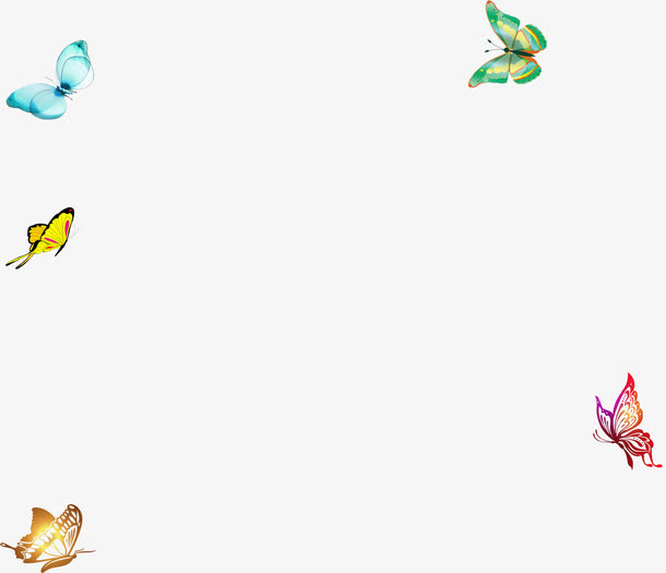 彩色手绘蝴蝶七夕情人节免抠