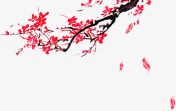 水墨画梅花免抠
