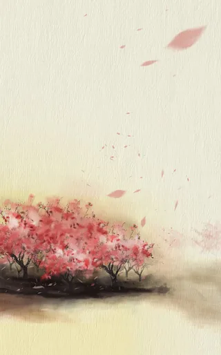 唯美中国风桃花林小说封面海报背景psd高清