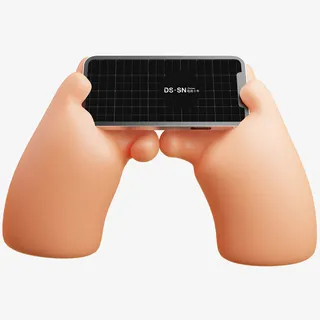 c4d卡通小手玩手机免抠