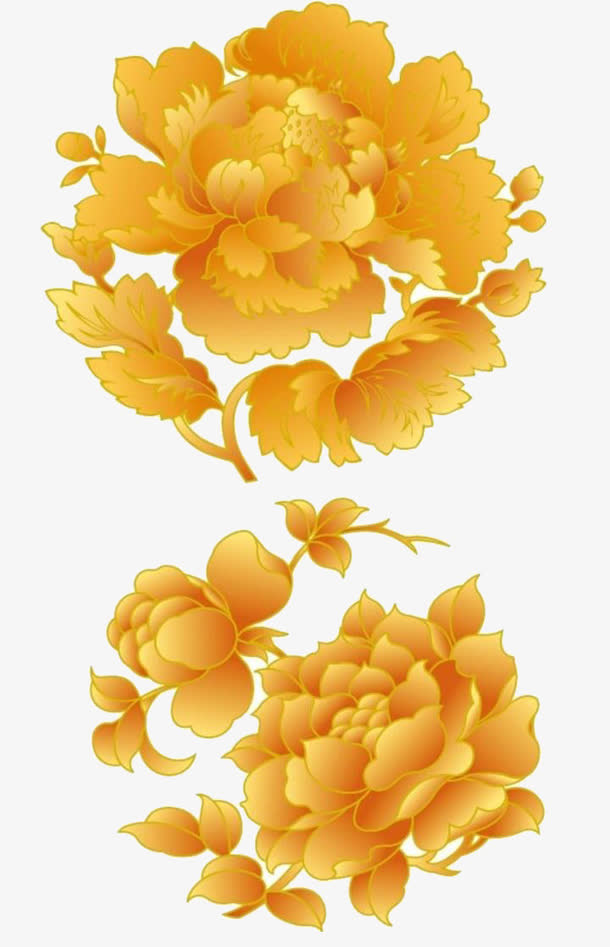 金色花卉免抠