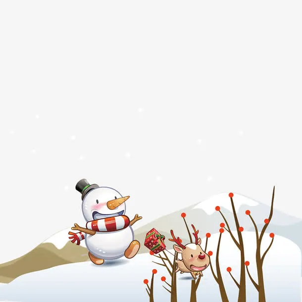 冬季堆雪人免抠