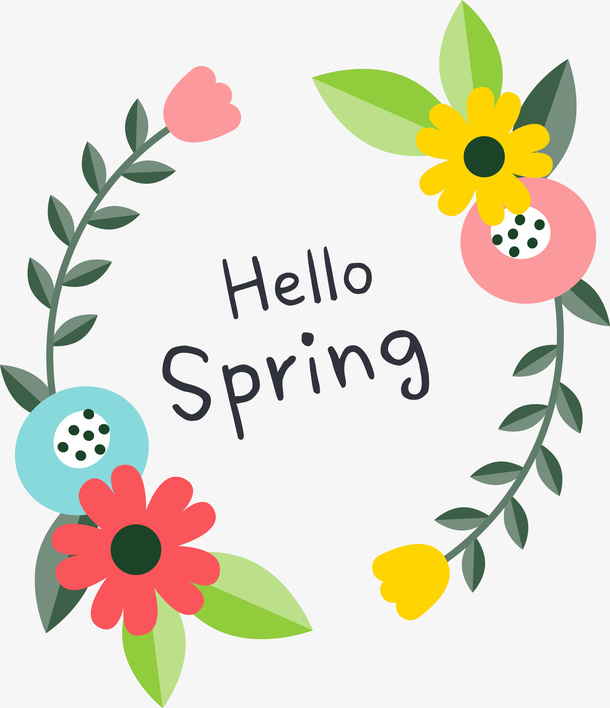 春天到来花卉标签免抠