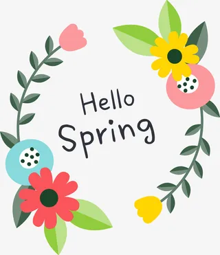 春天到来花卉标签免抠