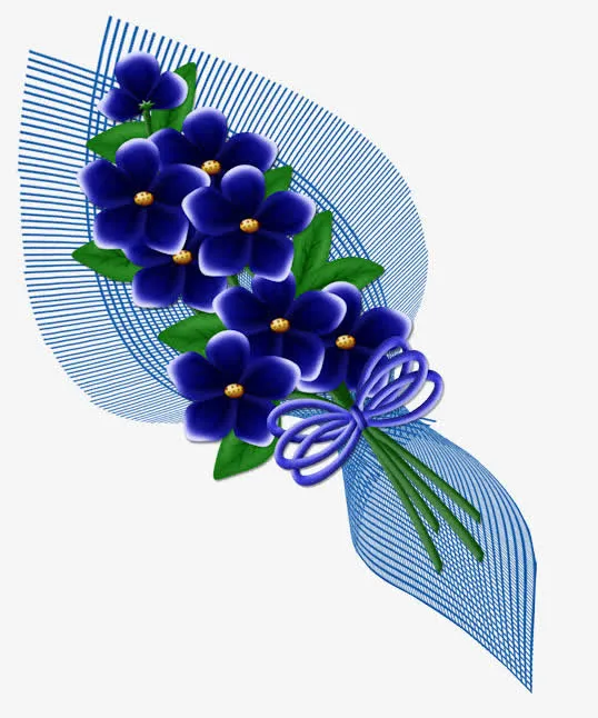 手绘一束蓝色鲜花免抠