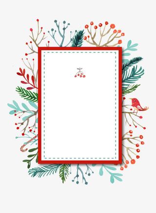 边框虚线花草免抠