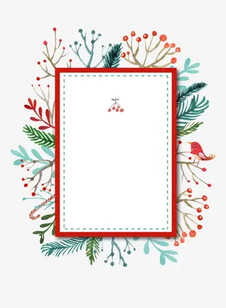 边框虚线花草免抠