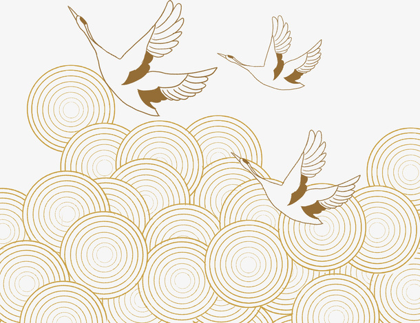 中国风祥云飞鹤素材免抠