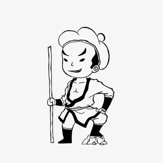 简笔手绘少年武松素材免抠