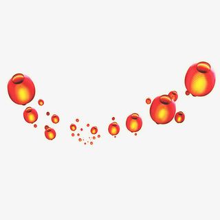 元宵元旦大红灯笼串免抠