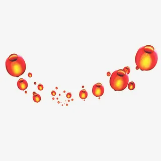 元宵元旦大红灯笼串免抠