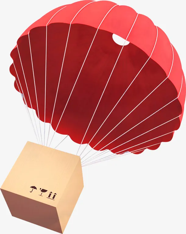 降落伞 热气球 礼物装饰元素免抠