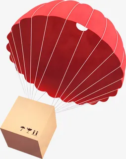 降落伞 热气球 礼物装饰元素免抠