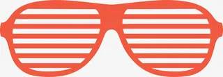 红色条纹框架眼镜免抠