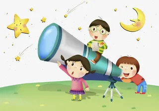 观察星星的孩子免抠