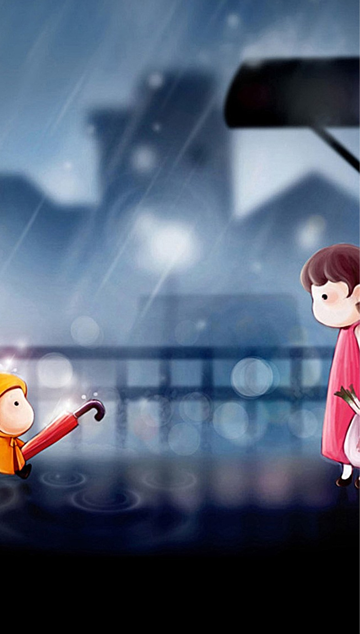 卡通女孩雨天平面广告高清